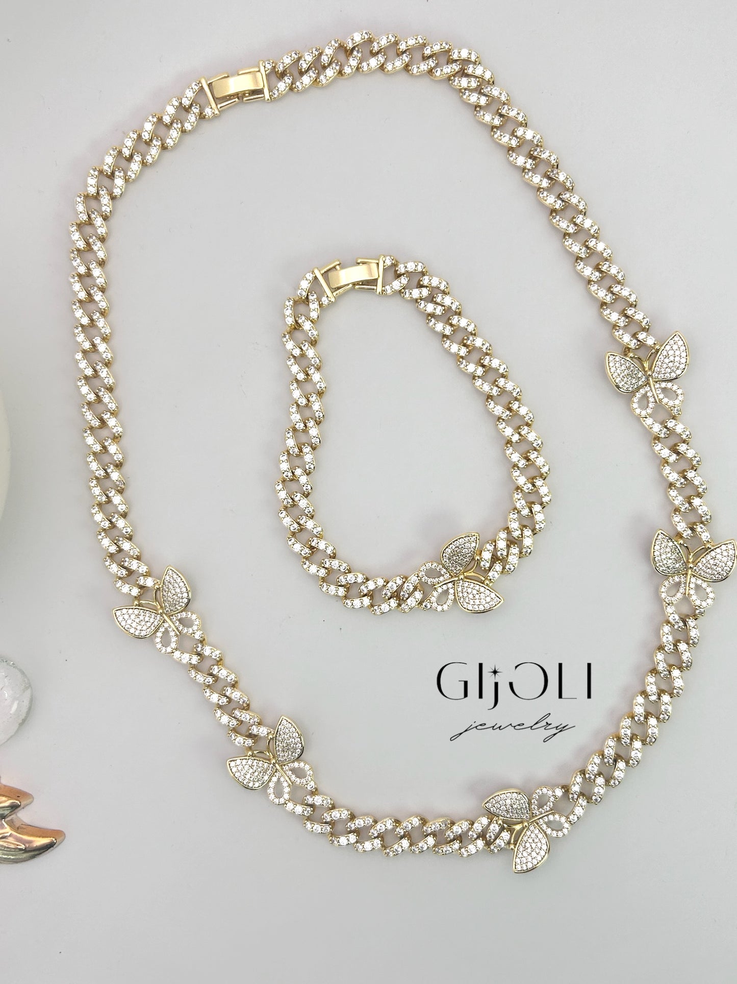 Cuban diamond butterfly chain