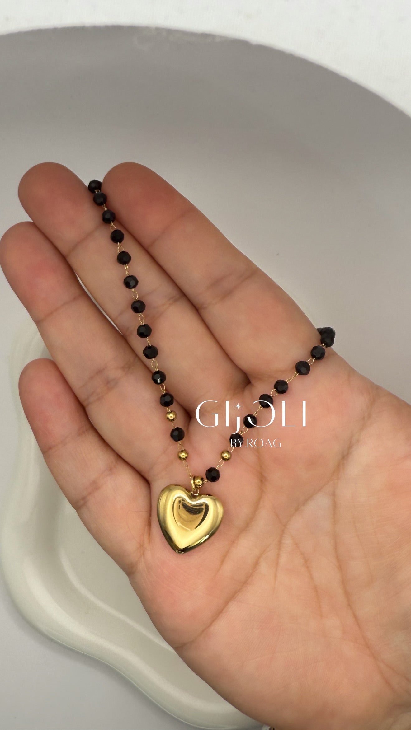 Cadena cristal c/corazon