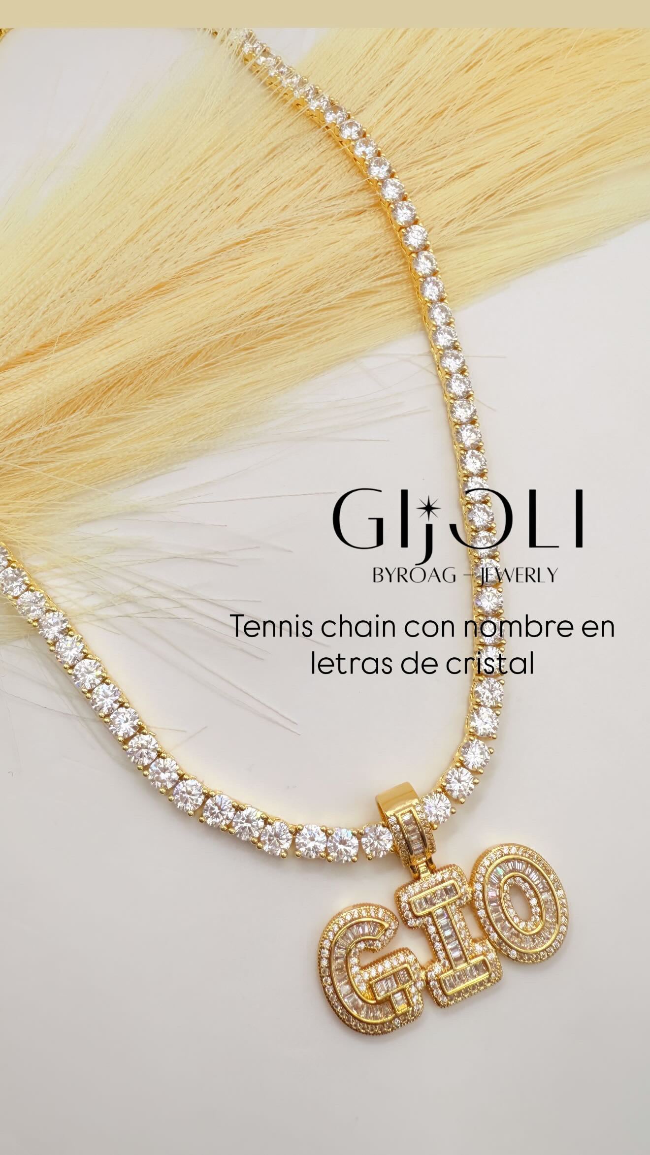 Tennis chain + letras de cristal