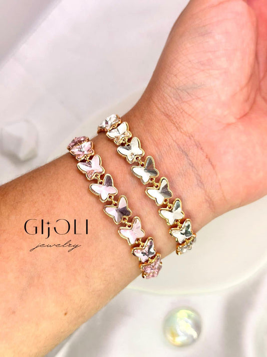 Pulsera mariposas cristal
