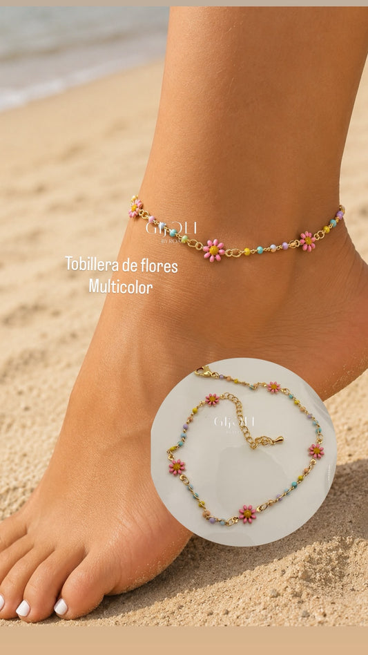 Tobillera Flores Multicolor