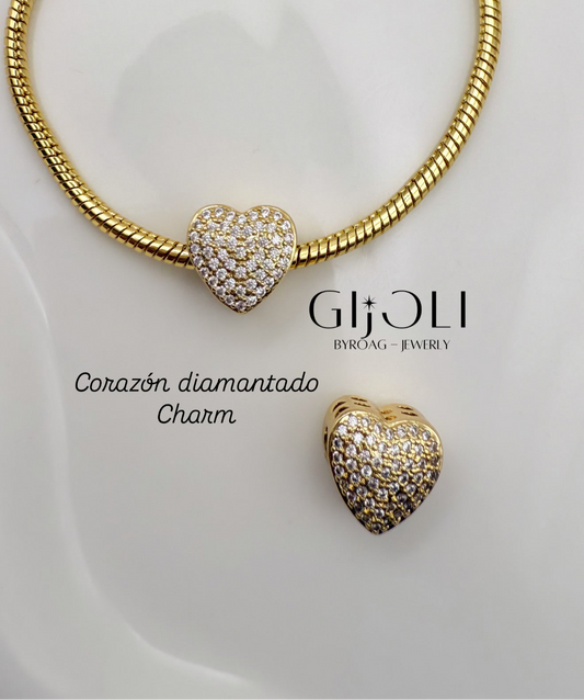 Corazón diamantado charm