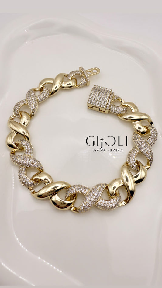 Pulsera infinito semi-diamantada
