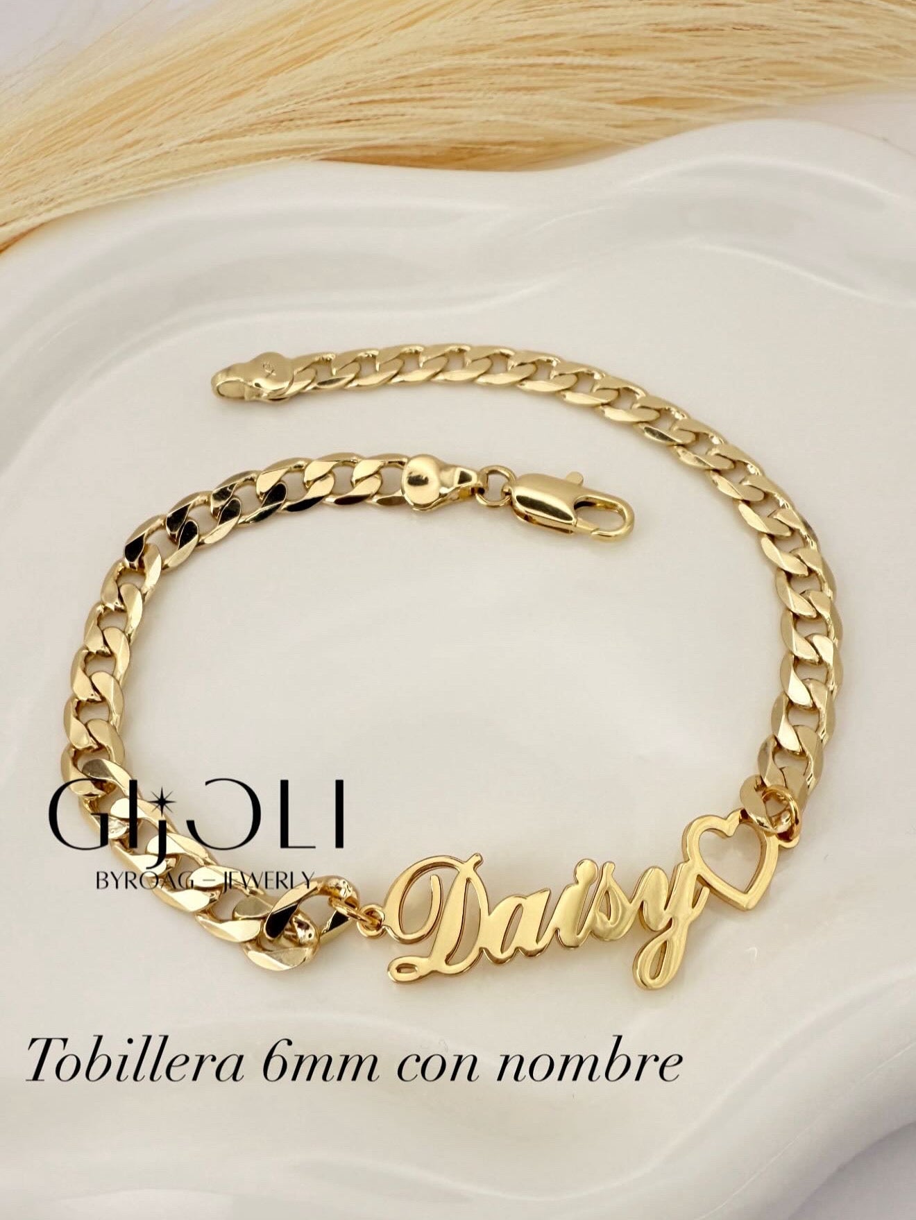 Tobillera cubana con nombre 6mm