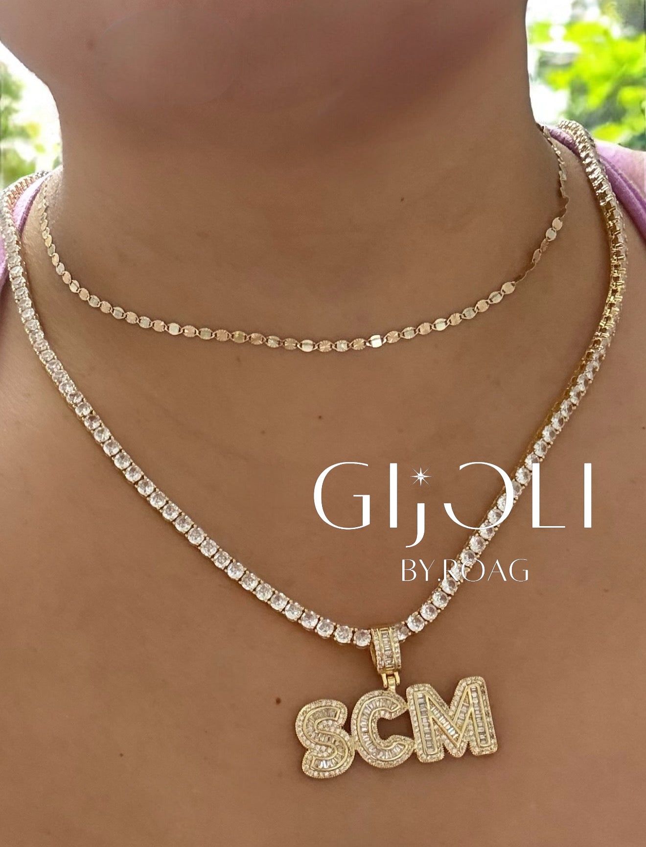 Tennis chain + letras de cristal