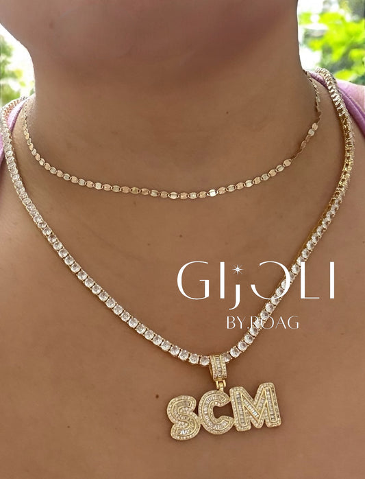 Tennis chain + letras de cristal