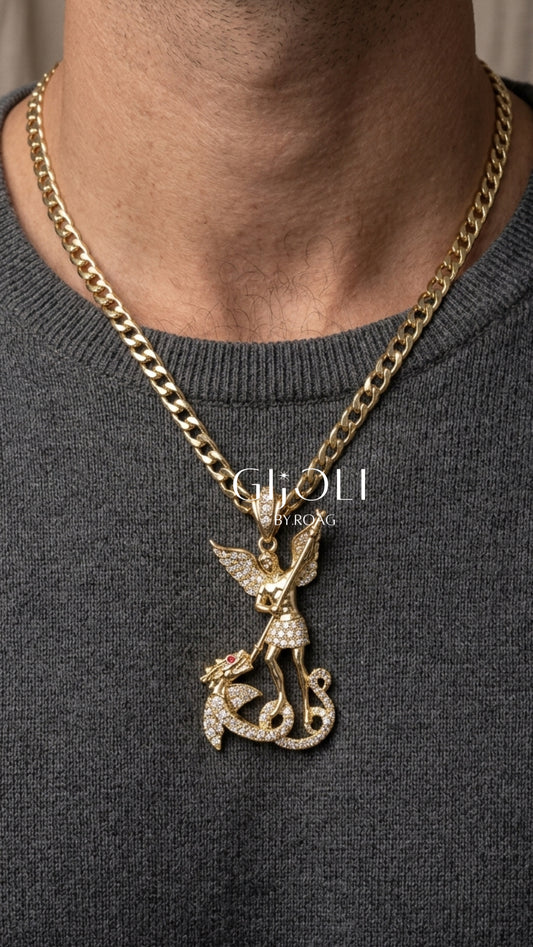 Cadena con medalla de San Miguel Arcángel