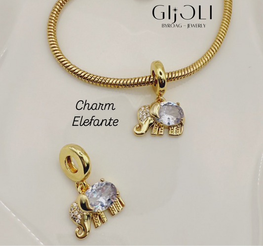 Elefante charm piedra clear