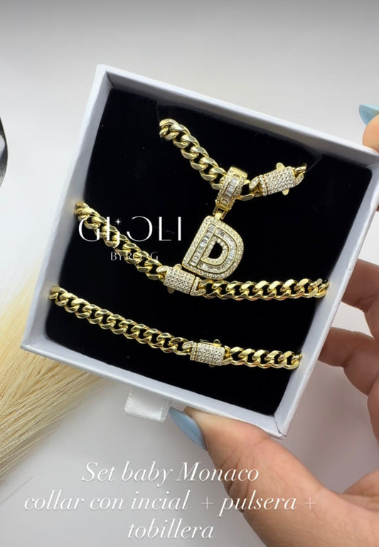 Set Monaco (collar, pulsera, tobillera & inicial)